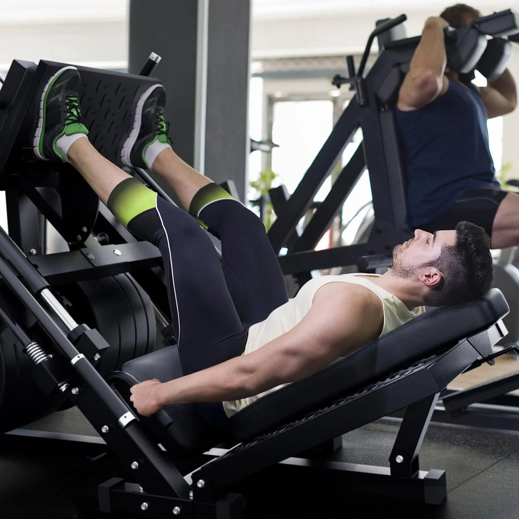 Machine à presse à jambes et hack squat RitFit, Presse à jambes professionnelle réglable pour salle de sport à domicile avec roulement linéaire, Machine hack squat spécialisée pour un entraînement complet du bas du corps avec rangement de poids, Rose