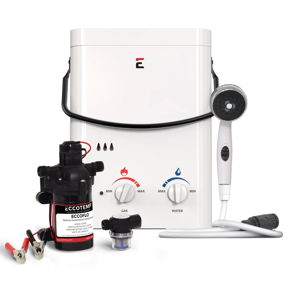 Chauffe-eau instantané d’extérieur portable Eccotemp L5 avec pompe 12 V et filtre