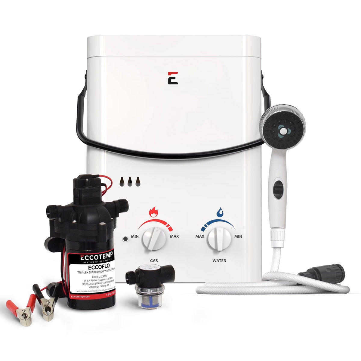 Chauffe-eau instantané d’extérieur portable Eccotemp L5 avec pompe 12 V et filtre