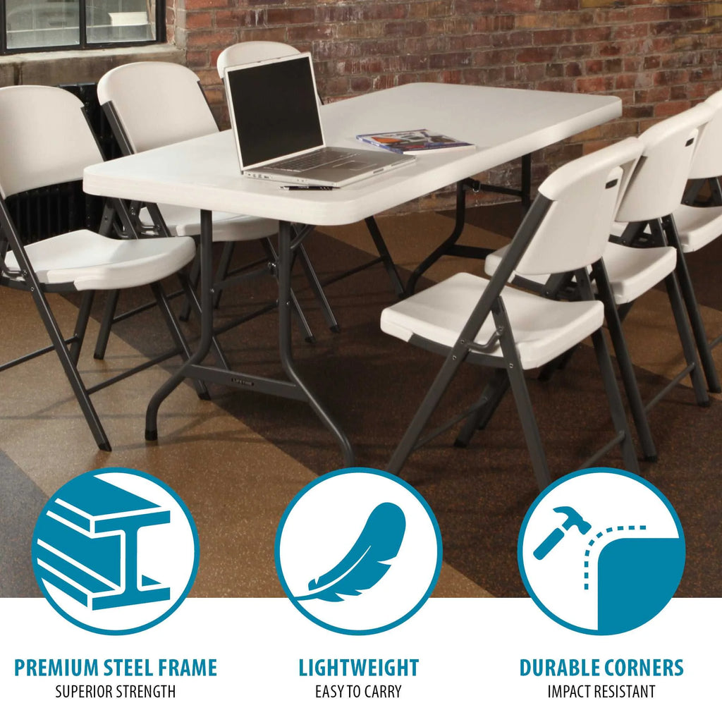Table pliante de haute qualité de qualité commerciale Lifetime 6', blanche