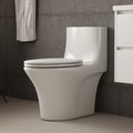 Toilettes modernes à une pièce Albriya A1878, toilettes de salle de bain standard à double chasse d’eau 1,1/1,6 GPF avec siège confortable, hauteur conforme à l’ADA, 16 1/2 po ? 12 po ? Entraxe, MaP 1000 g, blanc brillant