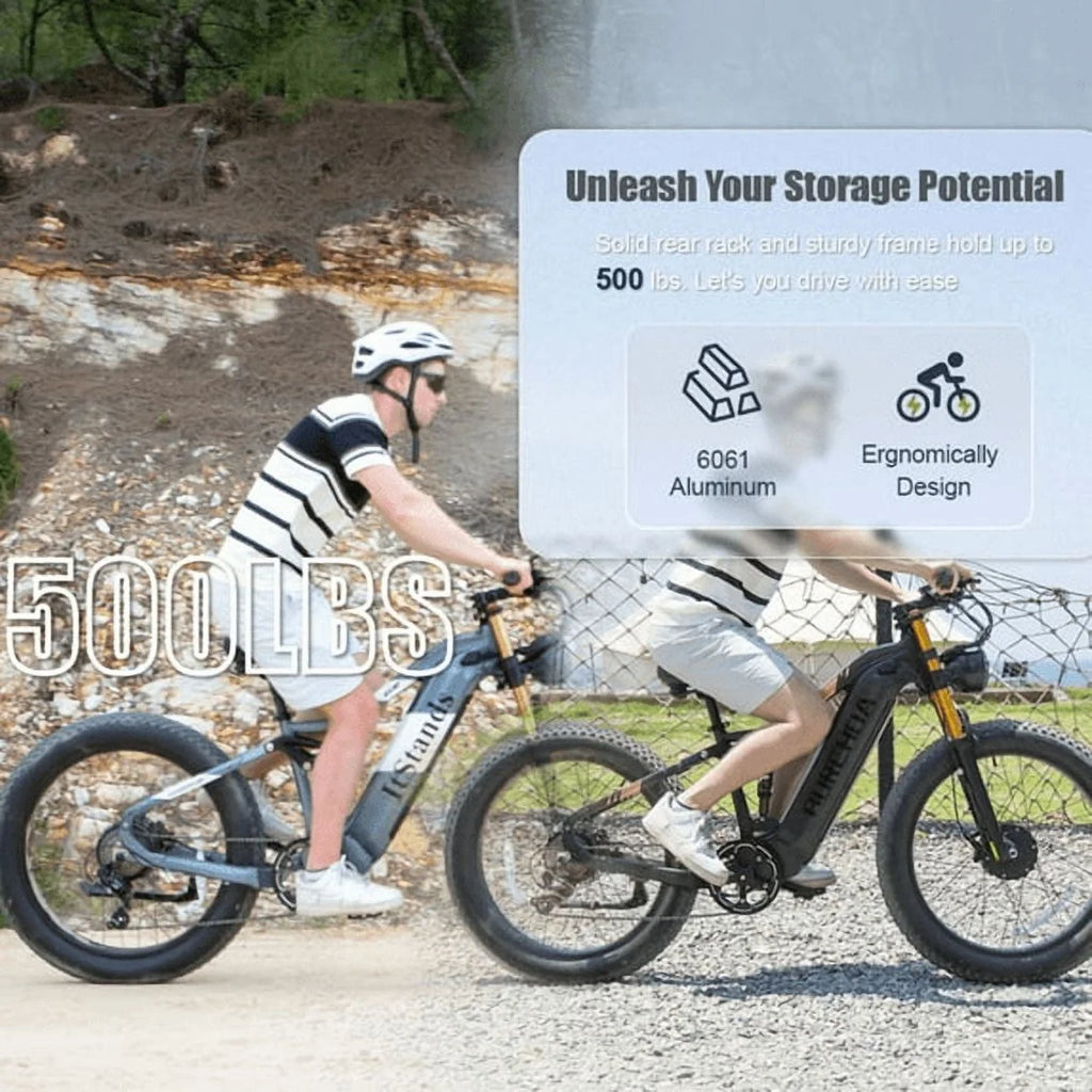 Dual Motors AWD 2000W Electric Bike for Adult 26'', UL2849 48V 60AH Removable Battery E-mountain bike 4'' Fat Tire up to 35MPH&200Miles Long Range Off Road Ebike Beach Dual Hydraulic&Brakes E-Bicycle