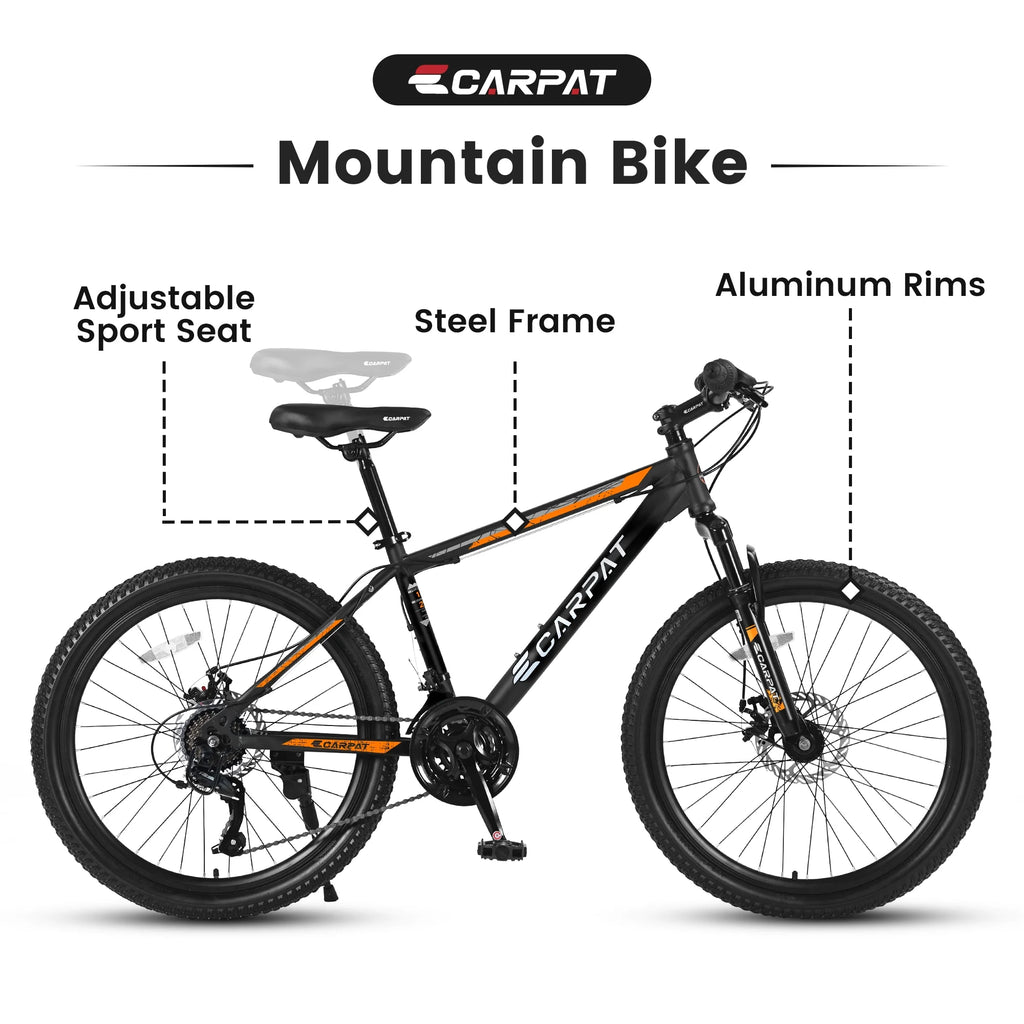 Vélo tout-terrain 26 pouces pour homme, vélo adulte pour homme avec 21 vitesses et freins à disque