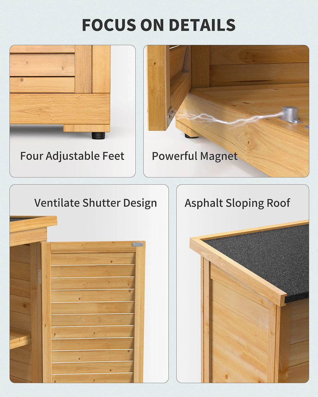 Abri de rangement extérieur large Aiho 55 avec portes doubles verrouillables - Abri de jardin résistant aux intempéries pour terrasse, jardin et pelouse, gris
