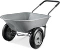 ZZJP Brouette de jardin utilitaire à deux roues pour la maison, avec béquille intégrée, pour pelouse, jardinage et construction - Grise