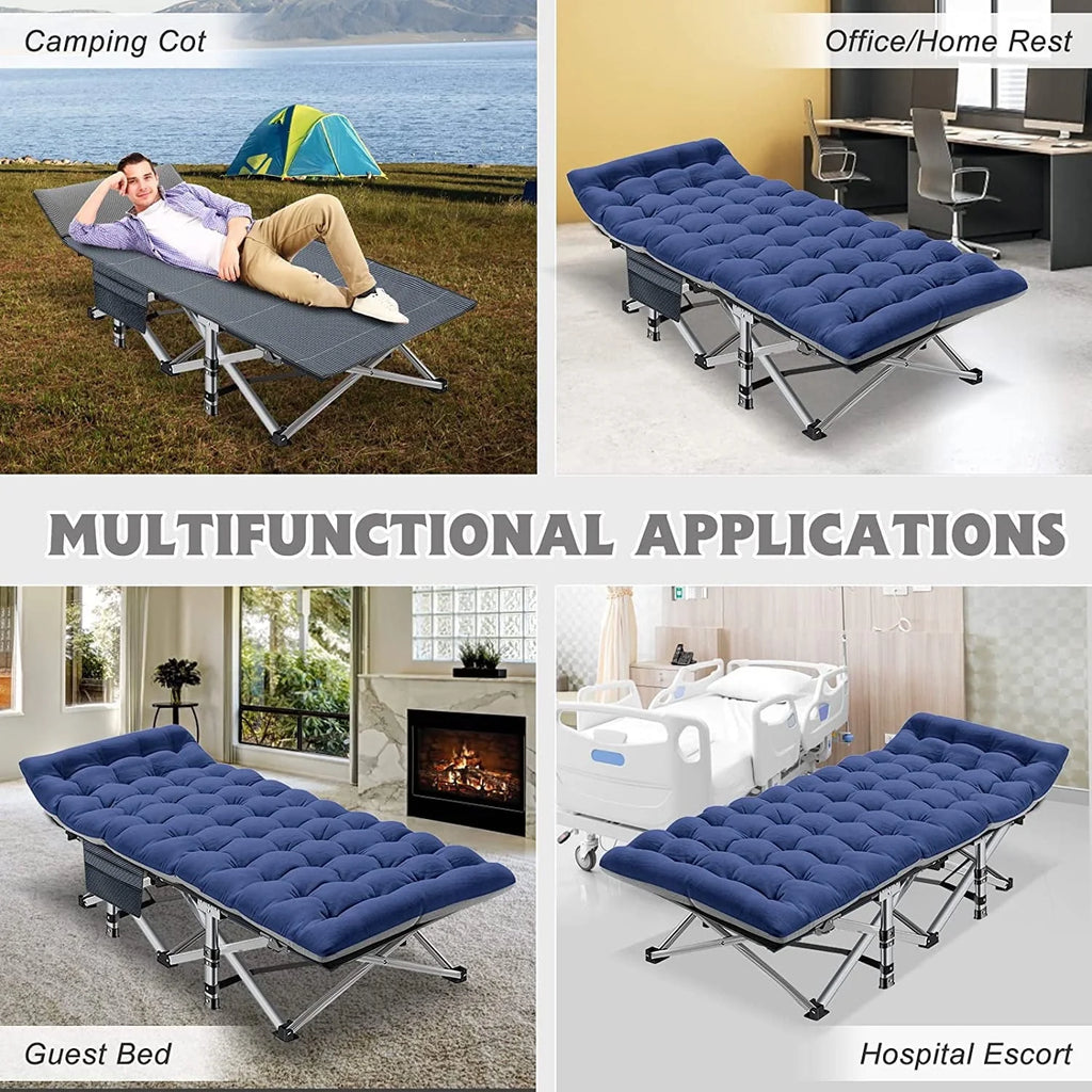 Lot de 2 lits pliants Slsy avec matelas réversible de 8,4 cm, lits de camping pliants 75 × 28 avec sac de transport, lits d’appoint portables