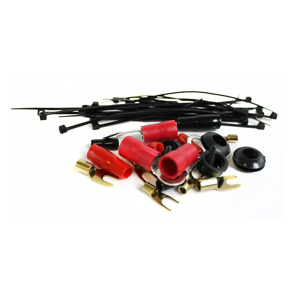 Pack audio MTX comprenant deux caissons de basses pour voiture de 12 pouces, caisson actif et amplificateur avec kit de câblage