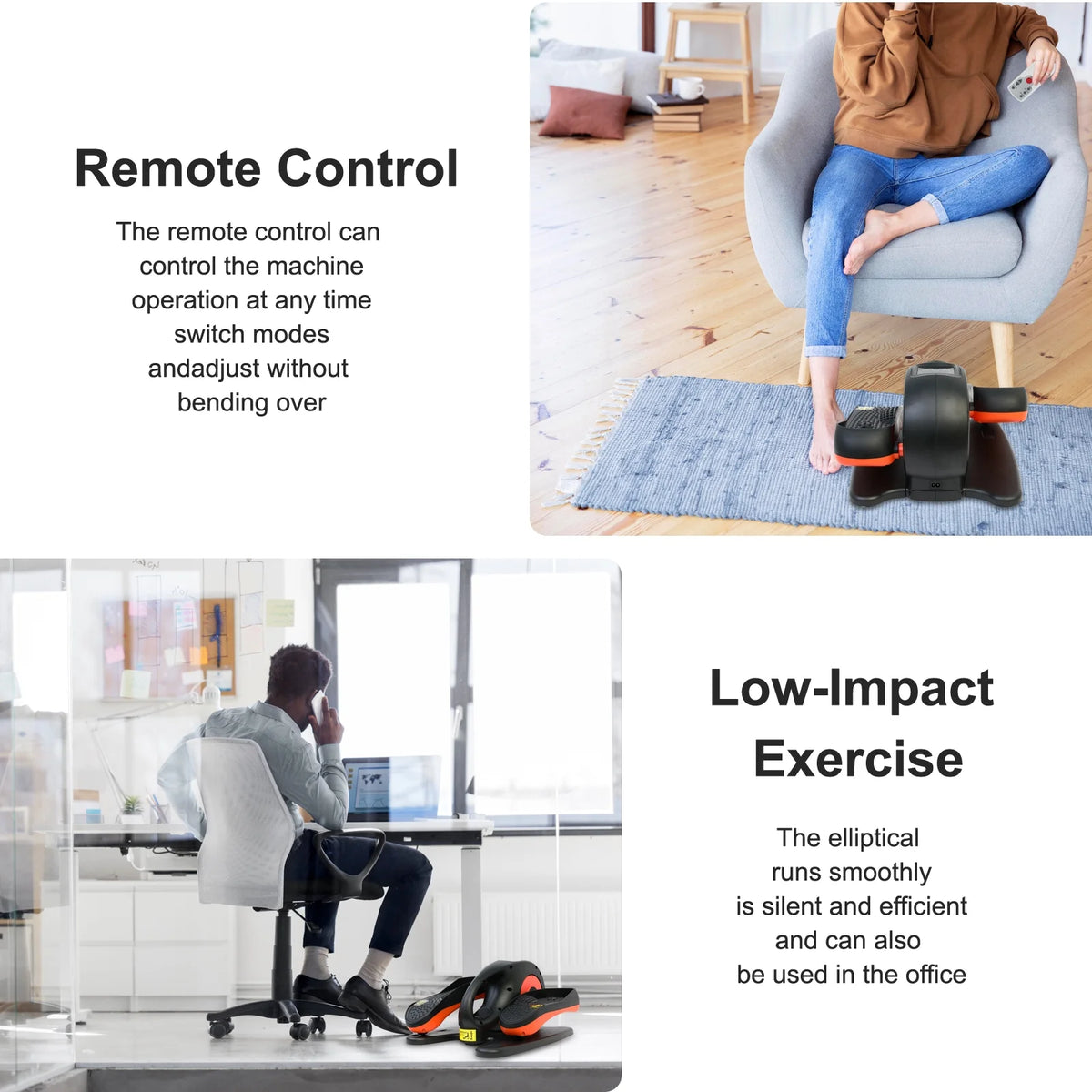 Vélo elliptique de bureau Baokaler, appareil d’exercice électrique pour les jambes assis, pour seniors, 12 vitesses réglables avec télécommande