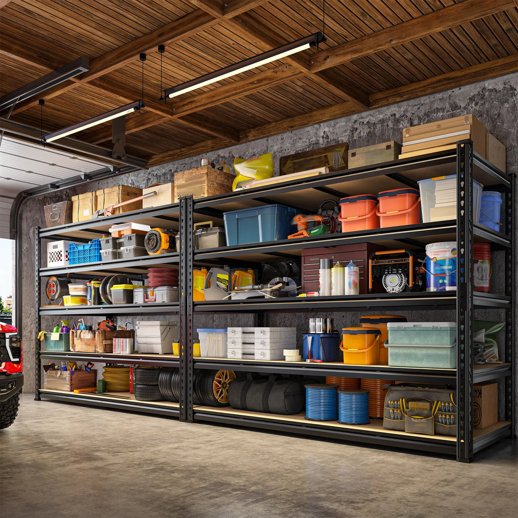 Étagères de garage REIBII 60 po, capacité de 3 000 lb, étagères de rangement robustes et réglables à 5 niveaux, rayonnage métallique, 60 po l x 24 po P x 72 po H