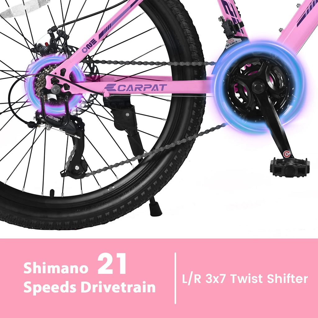 Vélo tout-terrain Ecarpat 26 pouces pour adultes et femmes, freins à disque doubles Shimano, 21 vitesses, suspension intégrale, pour trajets quotidiens et sport en plein air, plusieurs coloris