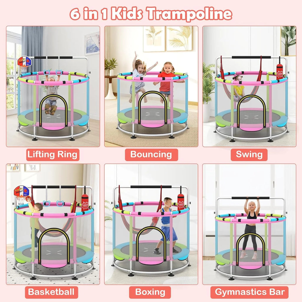 OLAKIDS 55 Trampoline pour enfants Filet de protection Robuste pour Garçons Filles Extérieur Intérieur