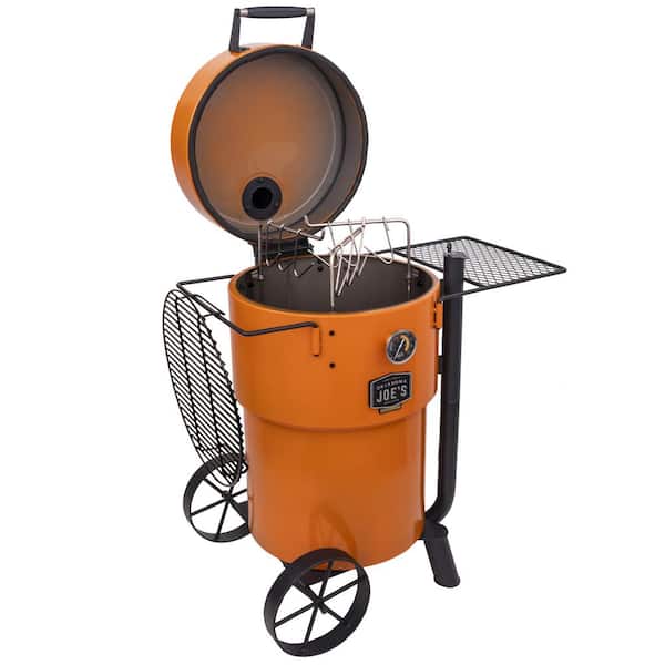 Fumoir et barbecue à tambour Bronco Pro Charcoal orange avec 366 po² d’espace de cuisson