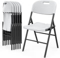 DYUKFG Chaises pliantes, Chaise pliable robuste Assise en plastique HDPE portable avec cadre en acier pour salle à manger intérieure et extérieure Fête mariage École, Blanc, Lot de 6