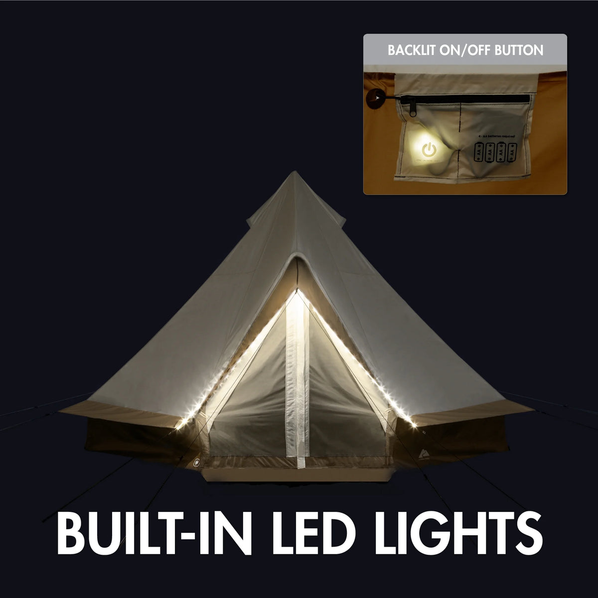 Tente cloche Ozark Trail 15' x 15' pour 8 personnes avec guirlandes lumineuses, 22,57 lbs