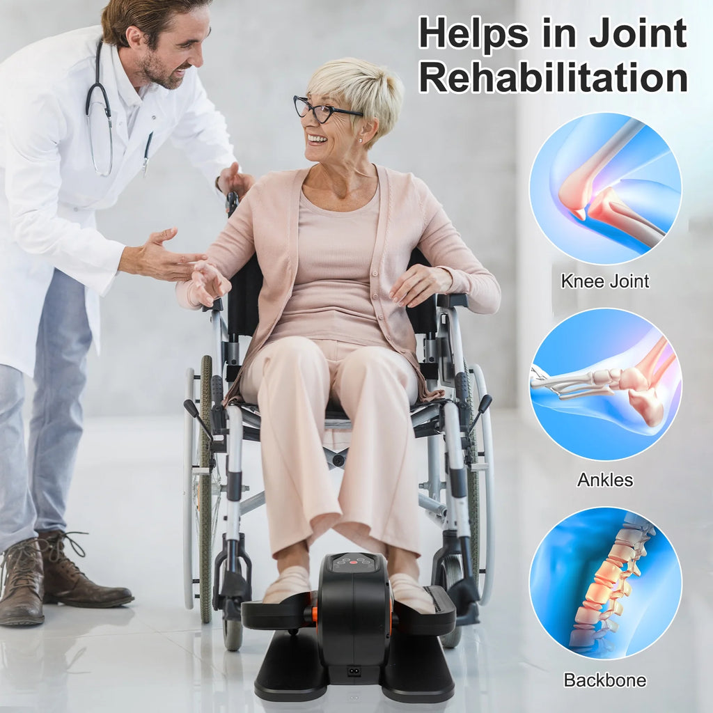 Vélo elliptique de bureau Baokaler, appareil d’exercice électrique pour les jambes assis, pour seniors, 12 vitesses réglables avec télécommande