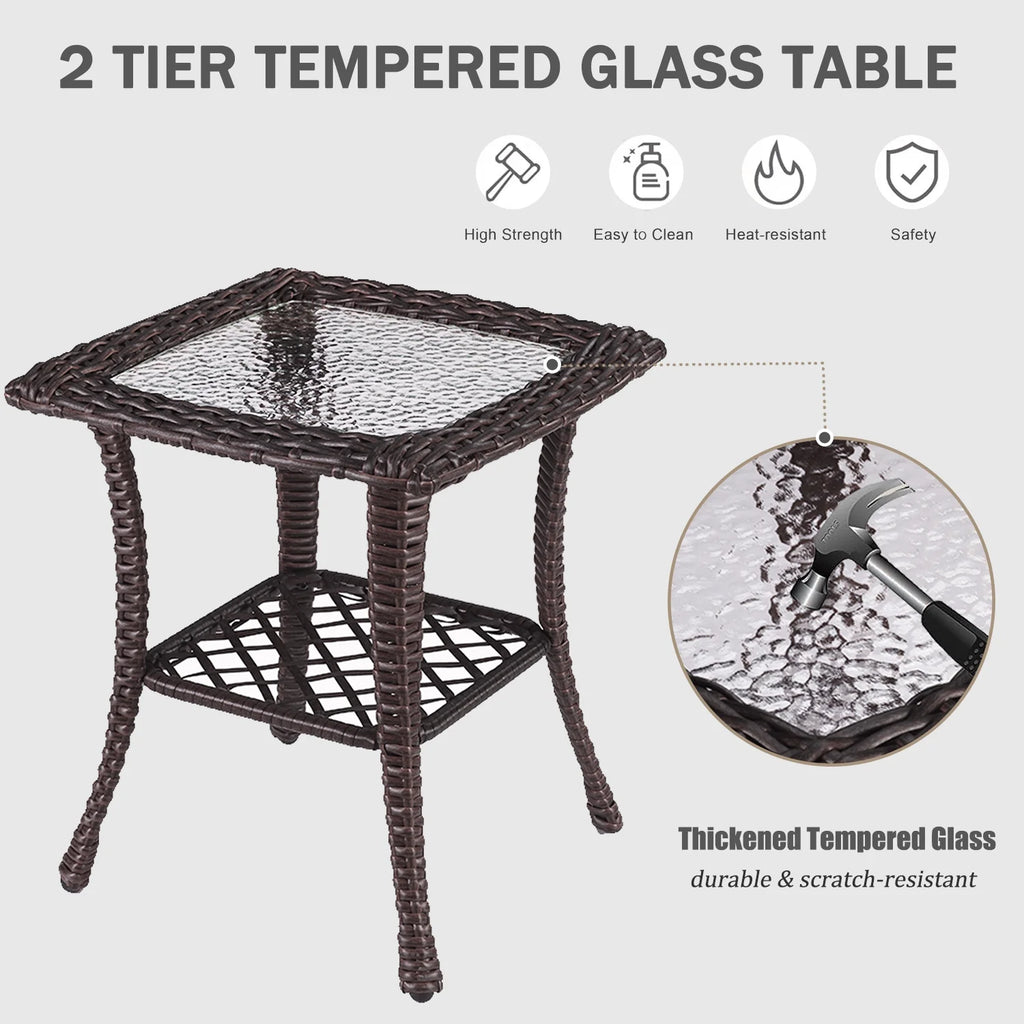 Ensemble de mobilier de patio LayinSun 7 pièces avec table brasero, fauteuils pivotants à bascule en rotin tressé