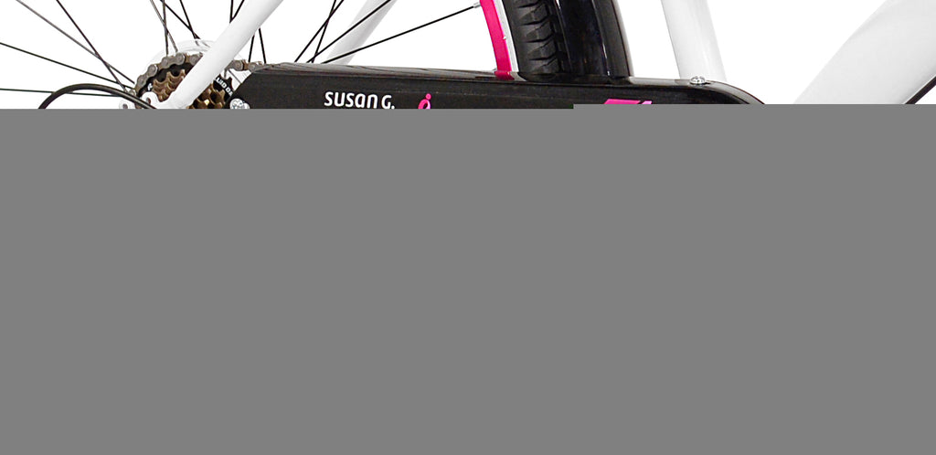 Vélo de fille cruiser multi-vitesses Susan G. Komen 24 po. Rose. Blanc et noir