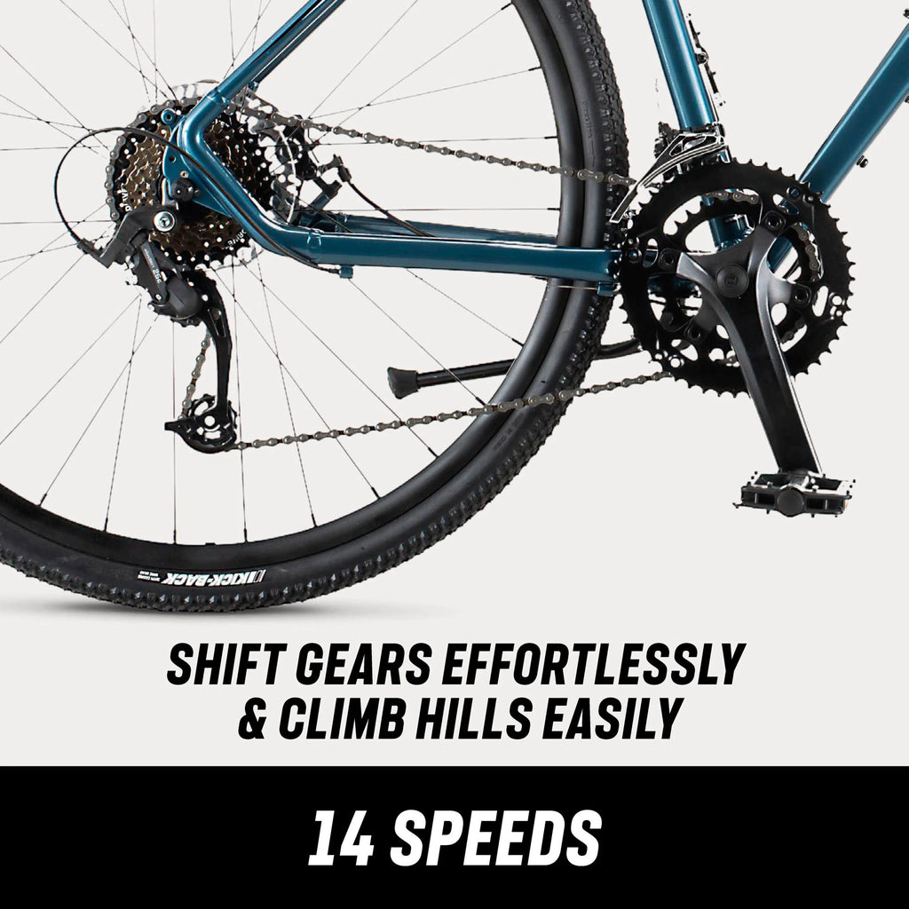 Vélo de route Mongoose Grit Adventure, Roues 700c, 14 Vitesses, Bleu