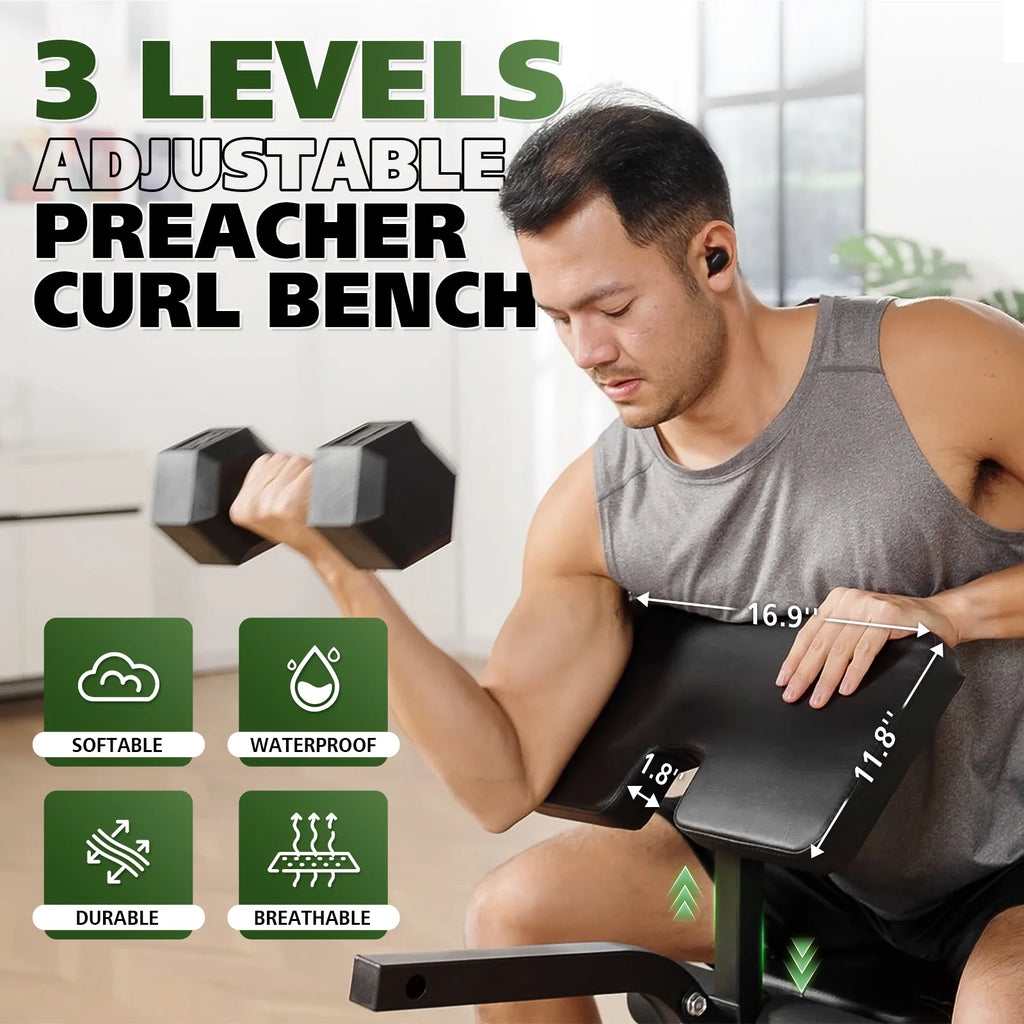 Ensemble de banc de musculation réglable Mikolo, capacité de 800 lb, banc de musculation complet 6-en-1 avec extension des jambes, ensemble de banc de musculation multifonction pour salle de sport à domicile