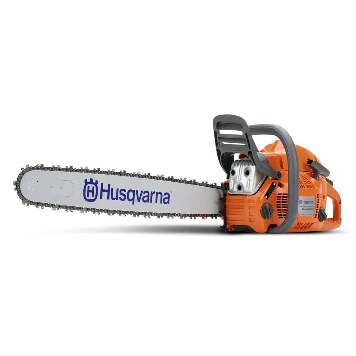 Tronçonneuse thermique 460 Rancher, moteur X-Torq 2 temps de 60,3 cm³ et 3,6 CV, guide de 24 pouces avec pompe à huile automatique réglable, pour la coupe de bois, l'élagage et le défrichage.