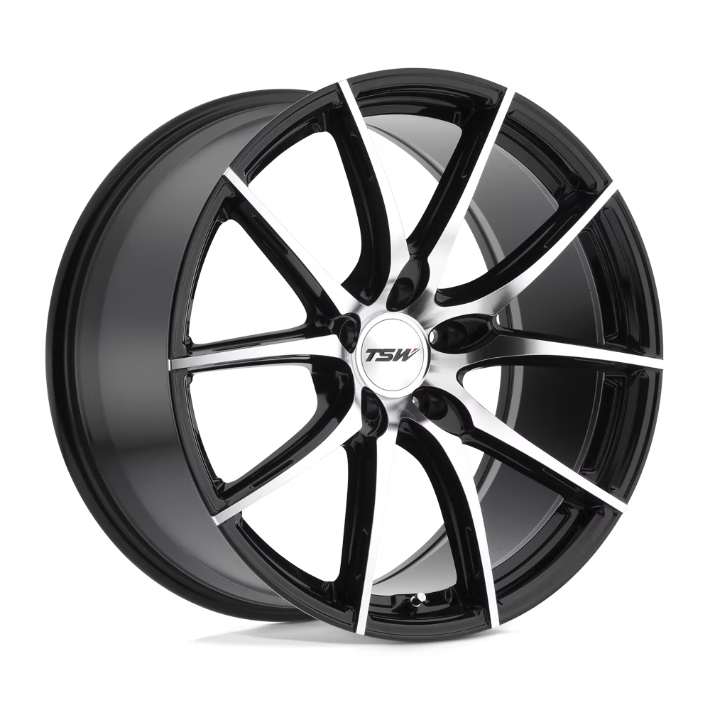 Jante TSW Sprint 18X8.5 5X120 40Et 76.1Cb Noir brillant avec face usinée miroir