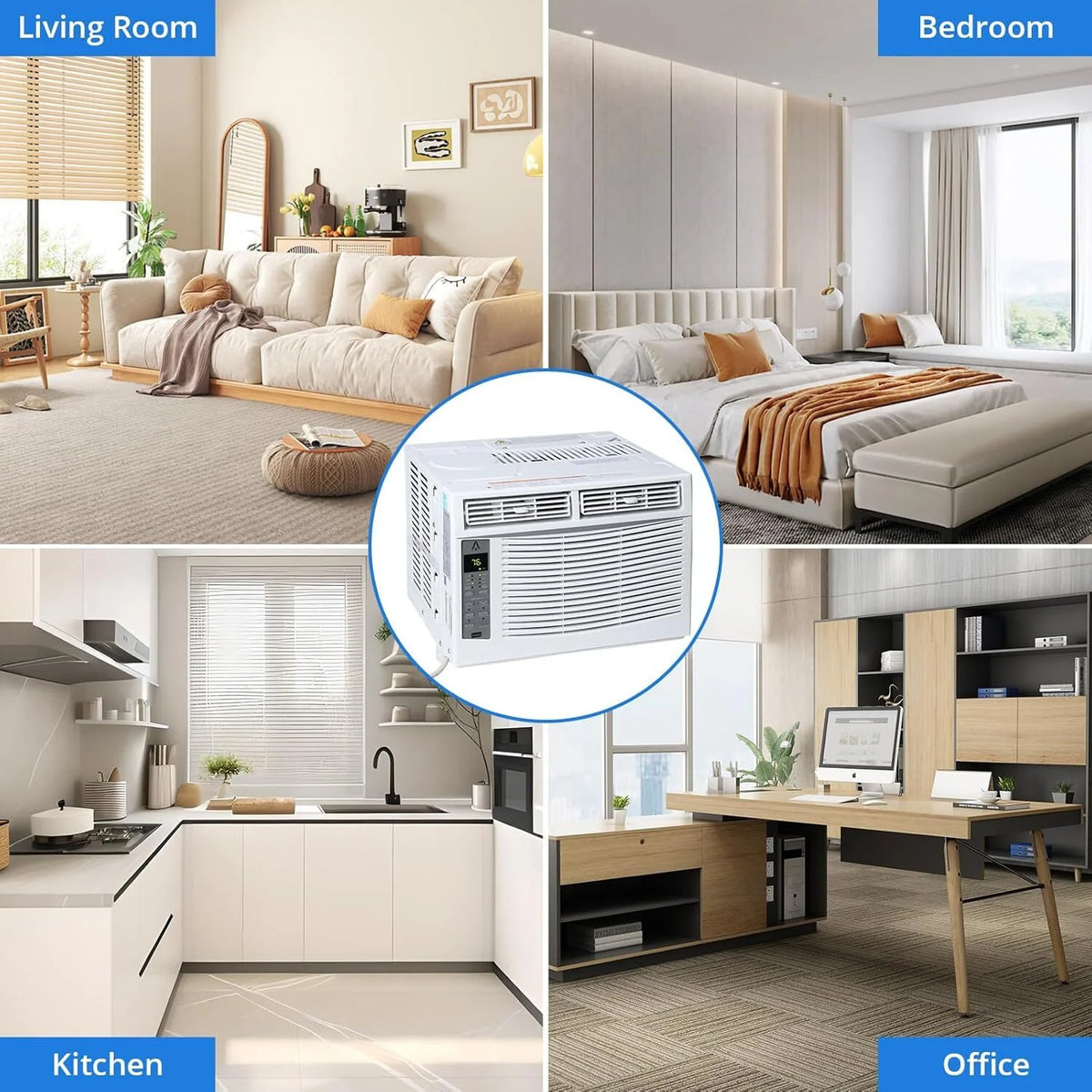 Climatiseur Missky 6000 BTU pour fenêtre, refroidissement efficace, petit climatiseur de fenêtre avec télécommande, refroidit des pièces jusqu’à 250 pi², blanc