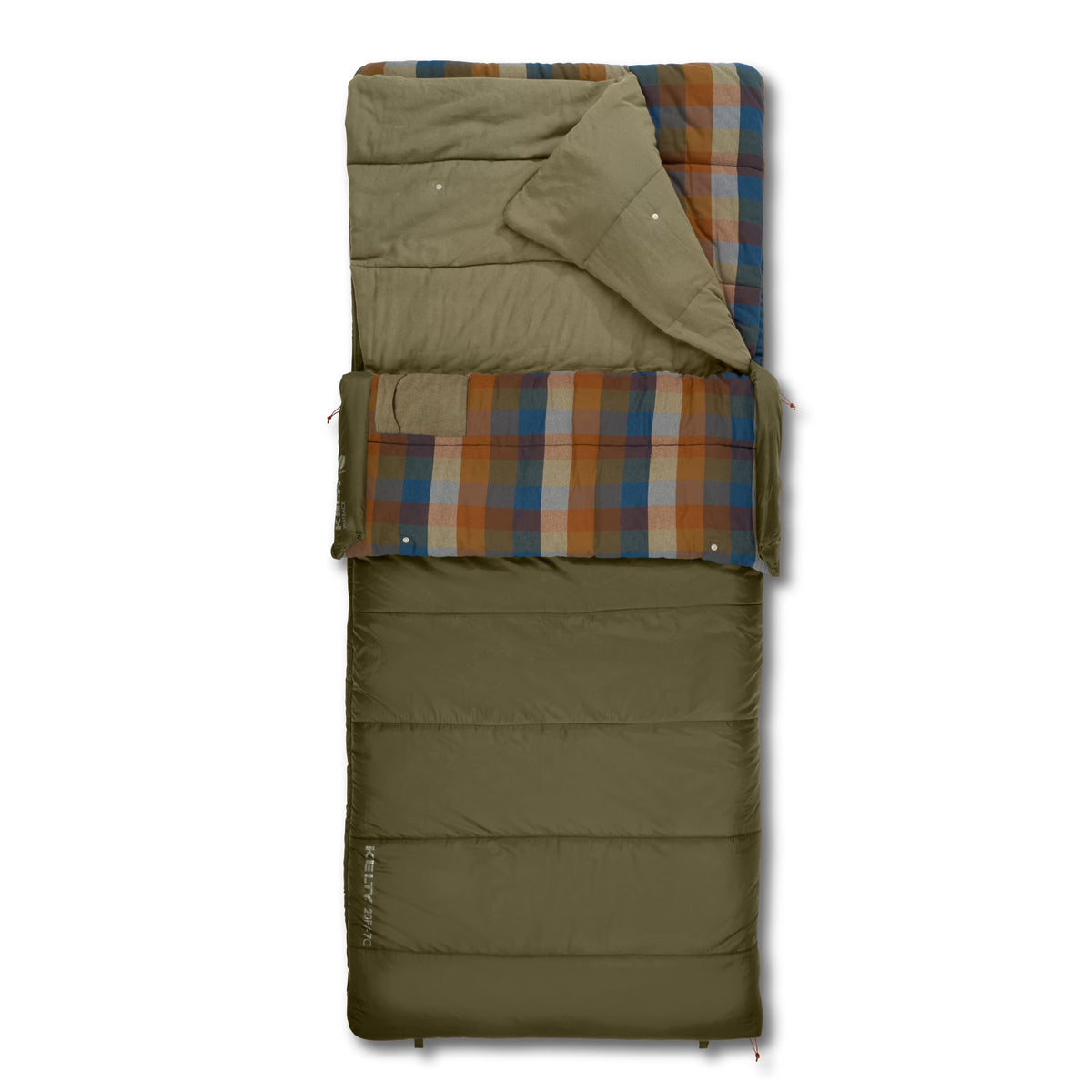Kelty | Wayback 20 degrés olive brûlée - Flanelle biologique, isolation écoresponsable