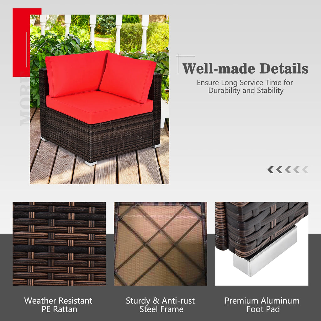 Costway Salon de Jardin en Rotin 8 Pièces avec Table Brasero et Couvercle Noir pour Terrasse