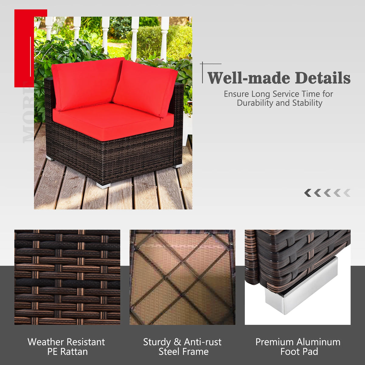 Costway Salon de Jardin en Rotin 8 Pièces avec Table Brasero et Couvercle Noir pour Terrasse