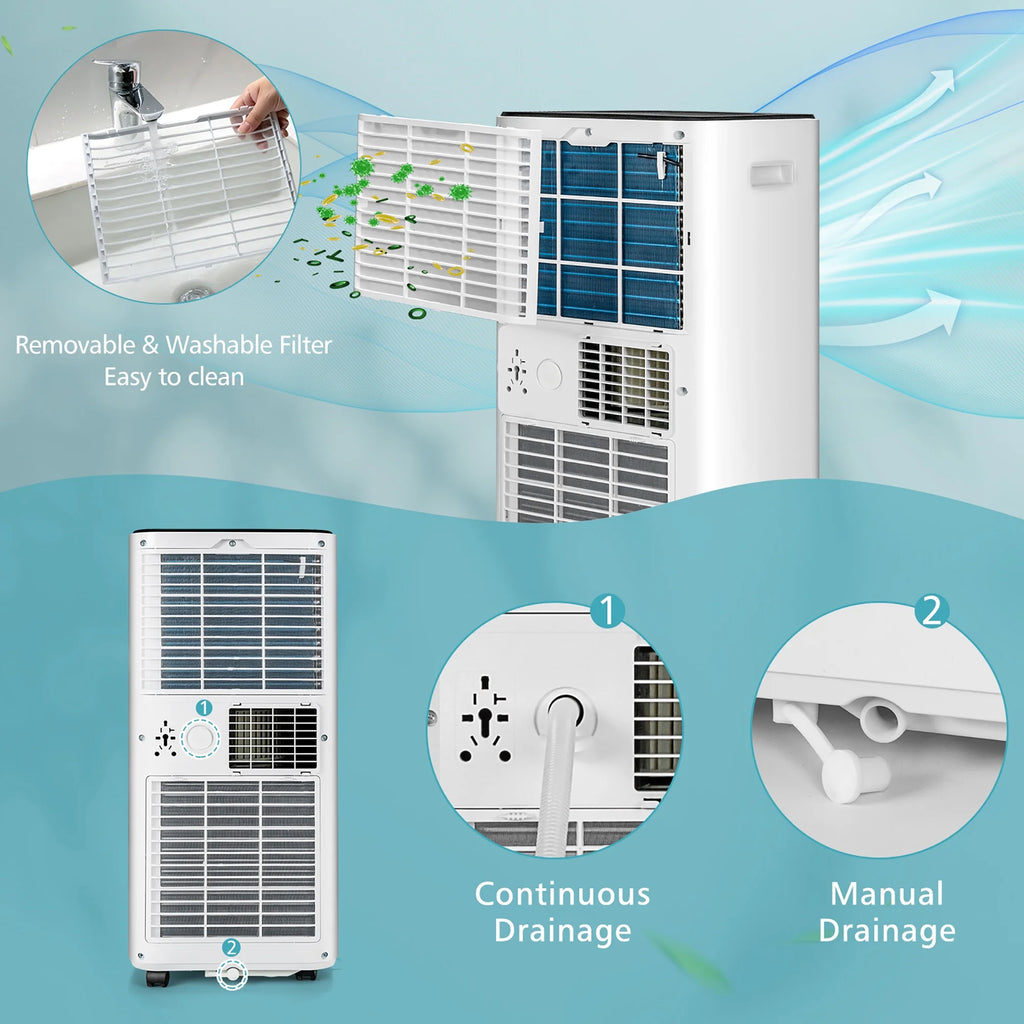 Climatiseur portable Costway 10000 BTU 3-en-1 refroidisseur d'air avec ventilateur déshumidificateur mode veille
