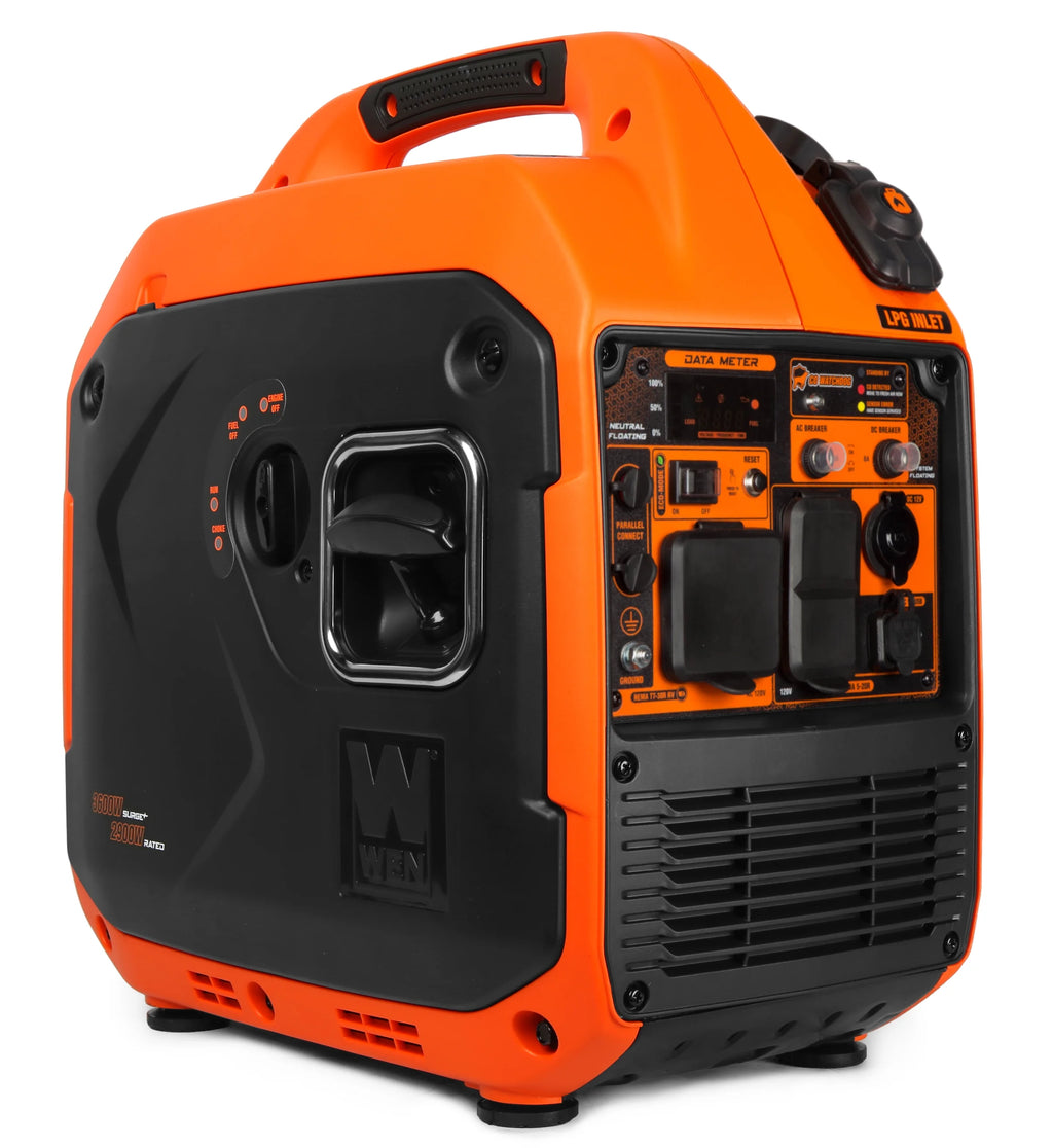 Génératrice portable silencieuse et légère de 3 600 watts, biénergie et prête pour VR, avec inverseur, dispositif d’arrêt du carburant et système de surveillance du CO