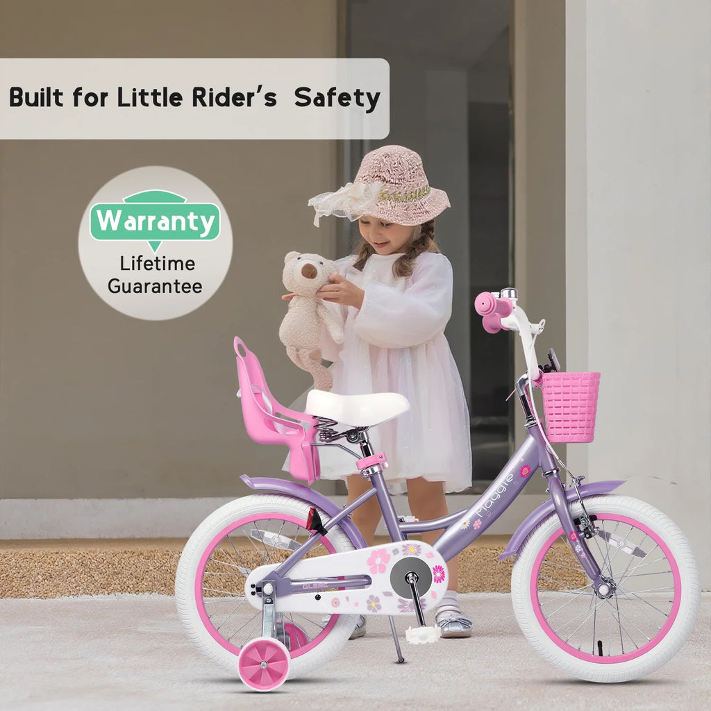 Vélo pour filles Glerc Maggie de 12 pouces pour enfants de 2 à 4 ans, Pêche