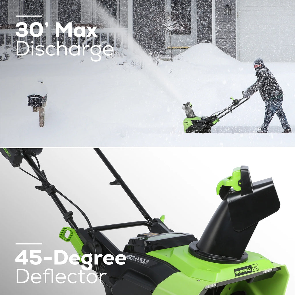 Souffleuse à neige Greenworks 60V 22 à batterie, moteur sans balais, 2 batteries et chargeur inclus