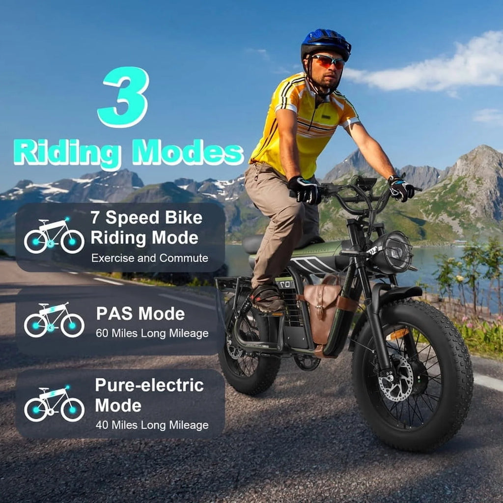 Moto tout-terrain électrique SMARTRAVEL ST202 pour adultes avec moteur de 3 000 W (crête), batterie double 52 V 50 Ah, autonomie de plus de 148 km, pneus de moto de 20 pouces, certification UL2849, suspension intégrale