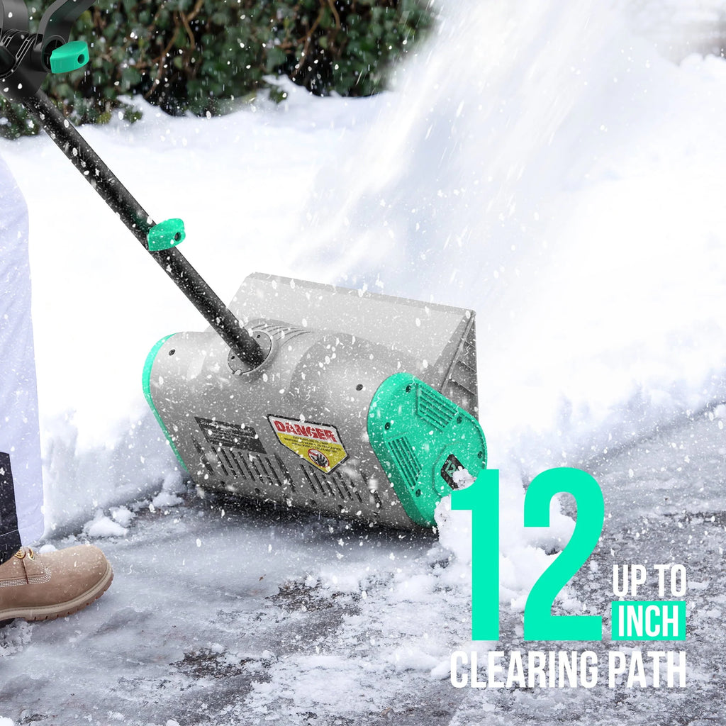 Pelle à neige sans fil Litheli, Souffleuse à neige 20V 12 pouces alimentée par batterie, Souffleuse à neige sur batterie avec poignée auxiliaire, avec batterie Li-ion 4.0Ah & Chargeur