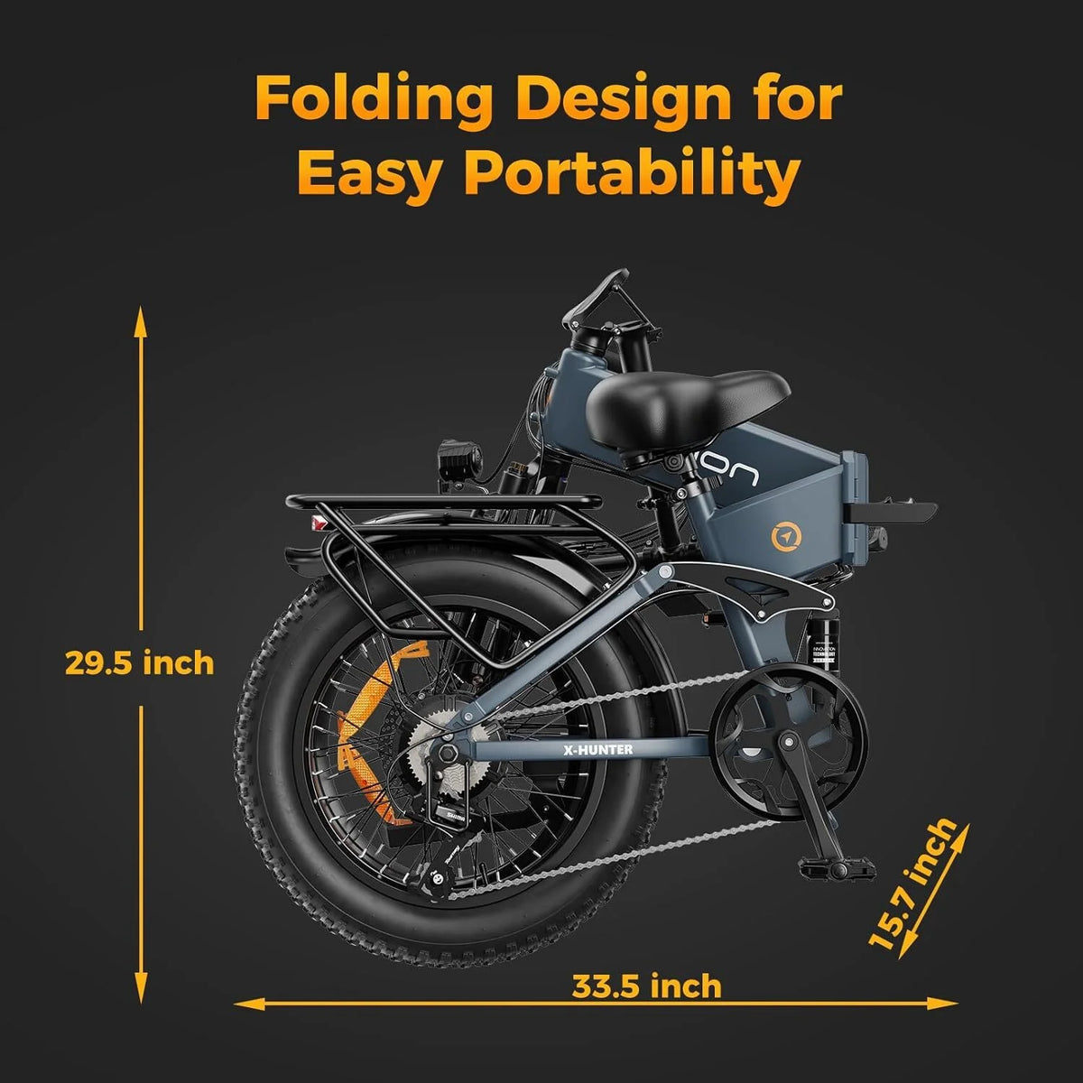 Vélo électrique Jasion X-Hunter pour adultes, vélo électrique avec moteur de 750 W et batterie amovible 48 V 13 Ah, vélo électrique pliant avec pneus larges 20 x 4,0, suspension intégrale, 7 vitesses