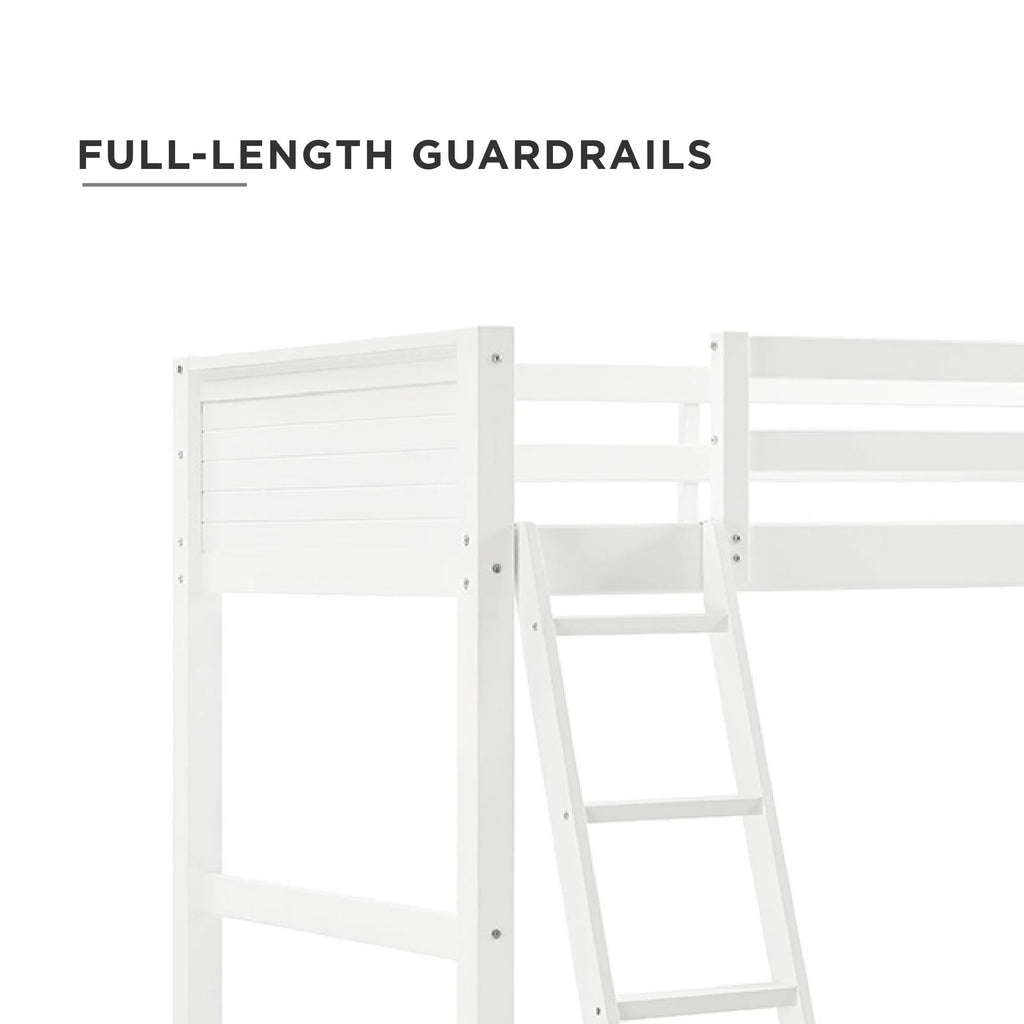 Lit mezzanine simple Your Zone Kiarah avec échelle, blanc