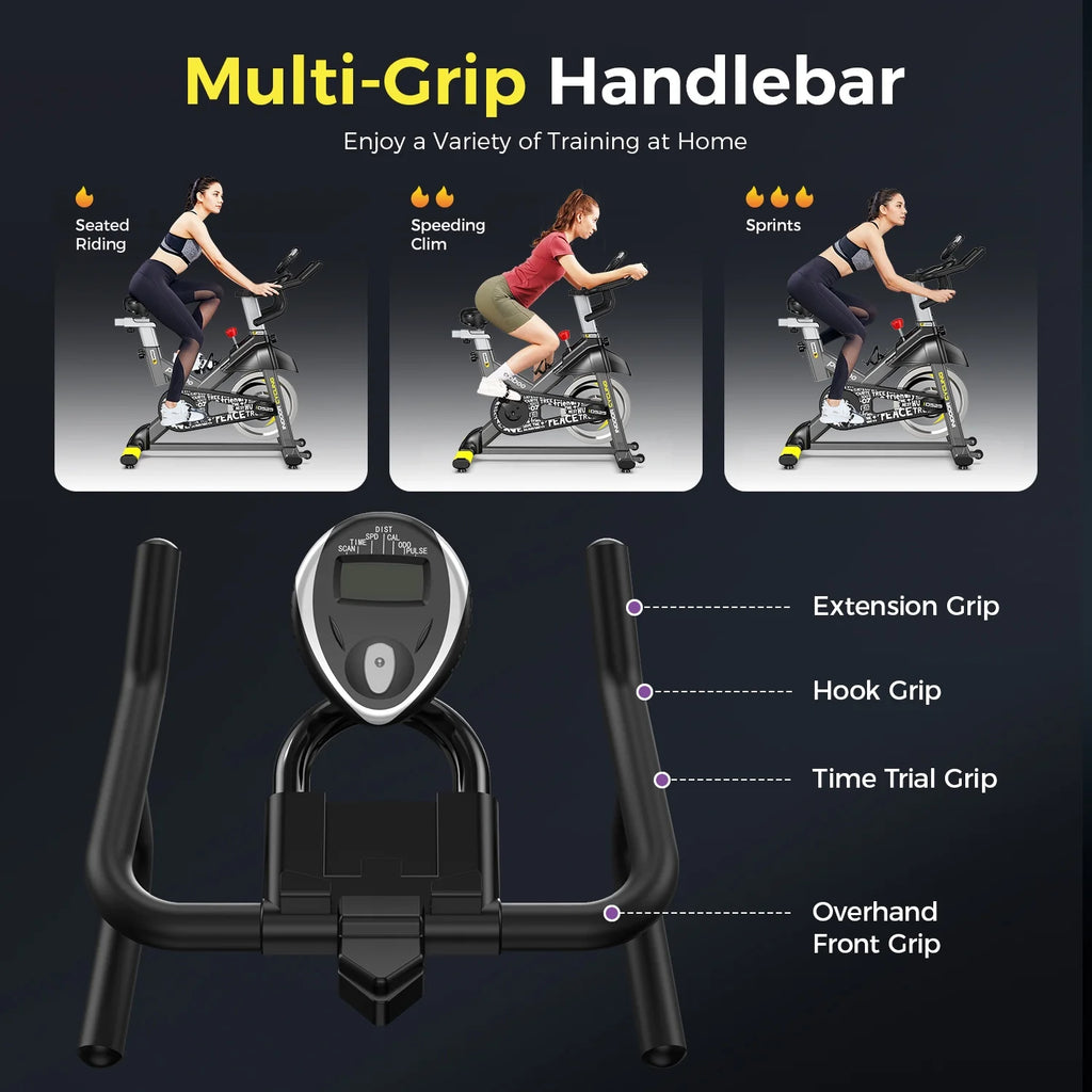 Vélo d’appartement Pooboo, vélo d’intérieur avec résistance réglable pour le domicile ou le bureau, appareil de cardio-training supportant jusqu’à 159 kg