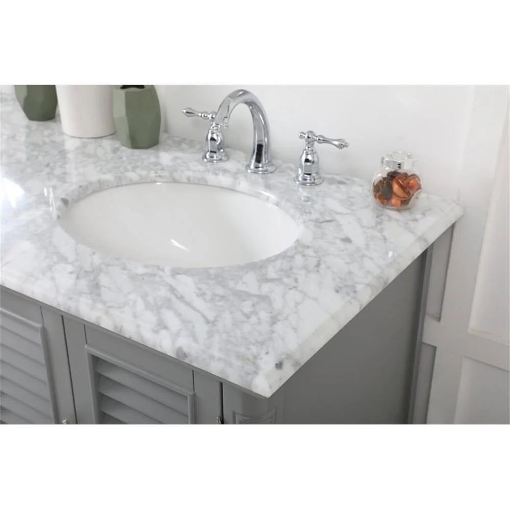 Meuble-lavabo double élégant de 60 pouces pour salle de bain, blanc antique