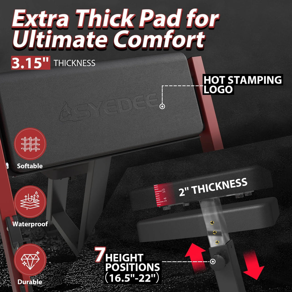 syedee Banc à pupitre, Station d’isolation des biceps assis à la barre et aux haltères, Machine à biceps curl avec 2 supports de barre pour salle de sport à domicile (Rouge)