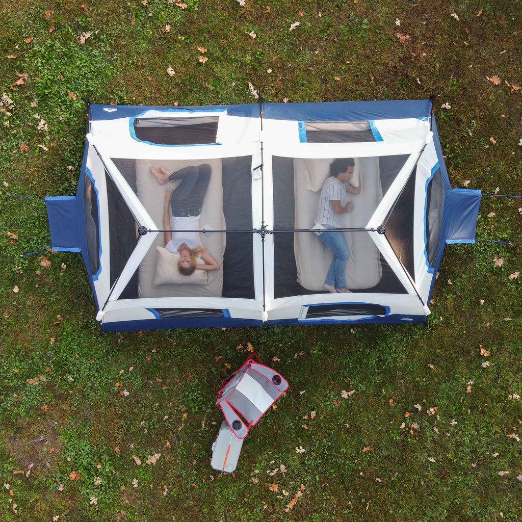 Tente cabane instantanée Ozark Trail pour 8 personnes avec arceaux lumineux LED et enceinte Bluetooth