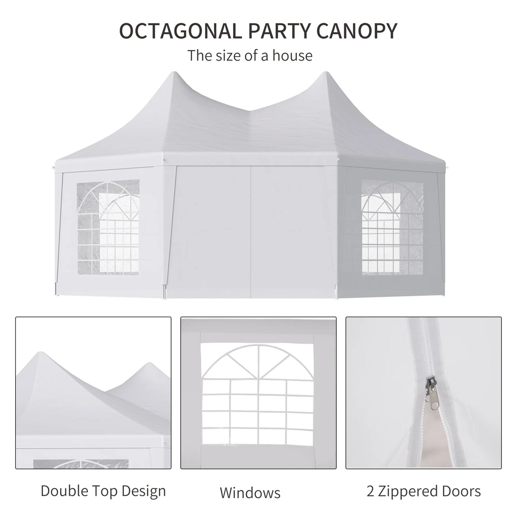 Outsunny 22,3' x 16,4' Tonnelles de réception blanches pour extérieur, portables