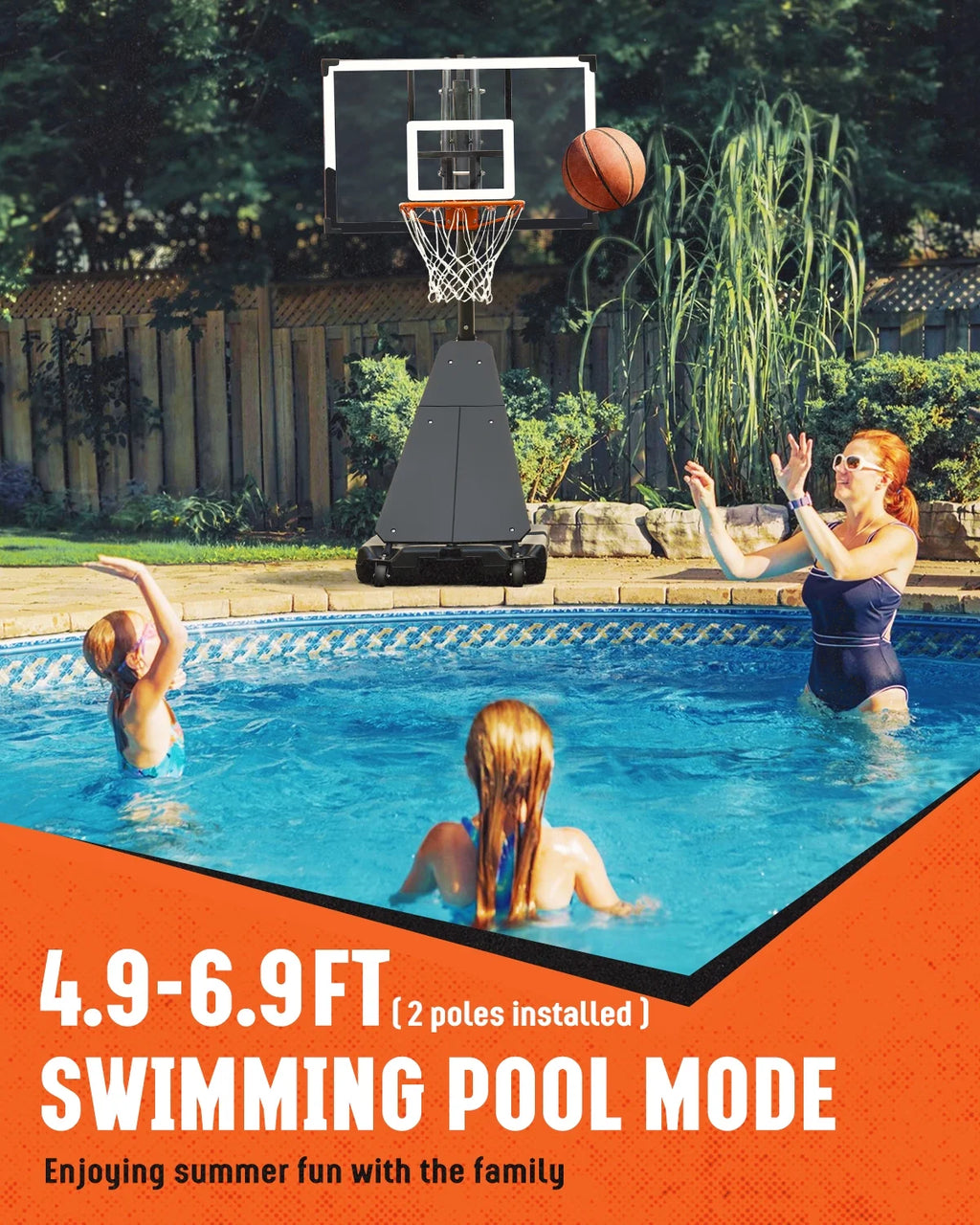 Panier de basketball Seray réglable en hauteur de 4,8 à 10 pieds pour enfants/adultes, panier de basketball portable avec panneau de 44 pouces et 2 roues pour sports en extérieur/intérieur