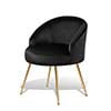 Fauteuil d'appoint en velours MoNiBloom, Fauteuil individuel moderne rembourré, Fauteuil club tonneau confortable pour salon avec pieds en métal doré pour chambre, salle de lecture, bureau, Noir