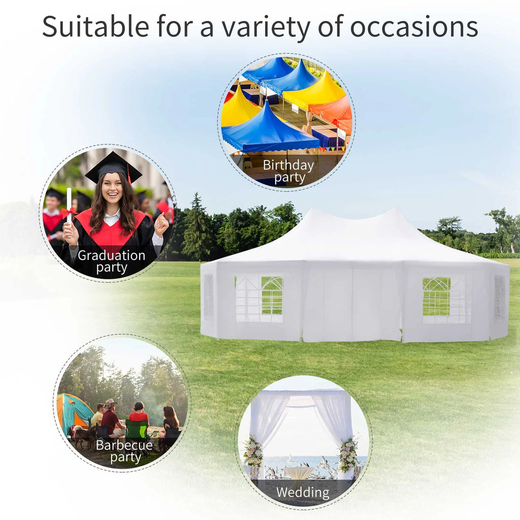 Outsunny 22,3' x 16,4' Tonnelles de réception blanches pour extérieur, portables