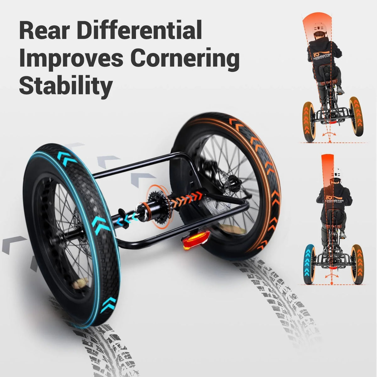 Tricycle électrique semi-allongé Addmotor M-360II, 85 mi, vélo électrique à 3 roues avec pneus larges pour adultes, tricycle électrique 750 W 48 V 20 Ah pour seniors, 20 pouces, avec différentiel de vitesse, vert