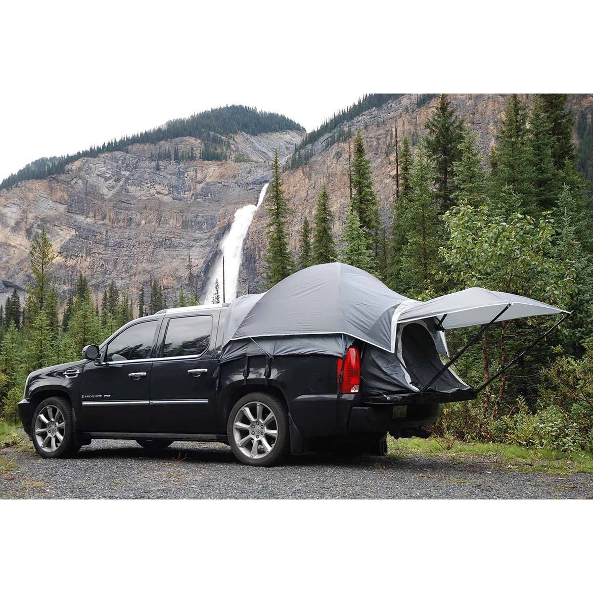 Tente de camping pour 2 personnes avec auvent, pour benne de pick-up, grise, compatible avec les modèles sélectionnés : CHEVROLET AVALANCHE 2002-2013, CADILLAC ESCALADE 2002-2013