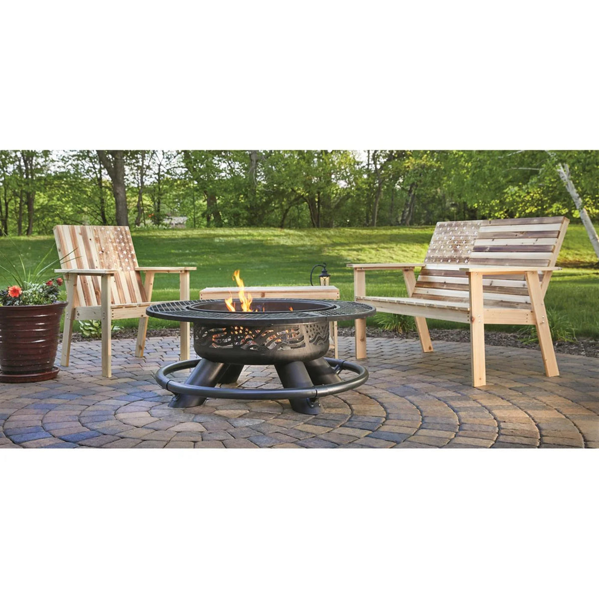 CASTLECREEK 47 Brasero avec grille de barbecue géométrique