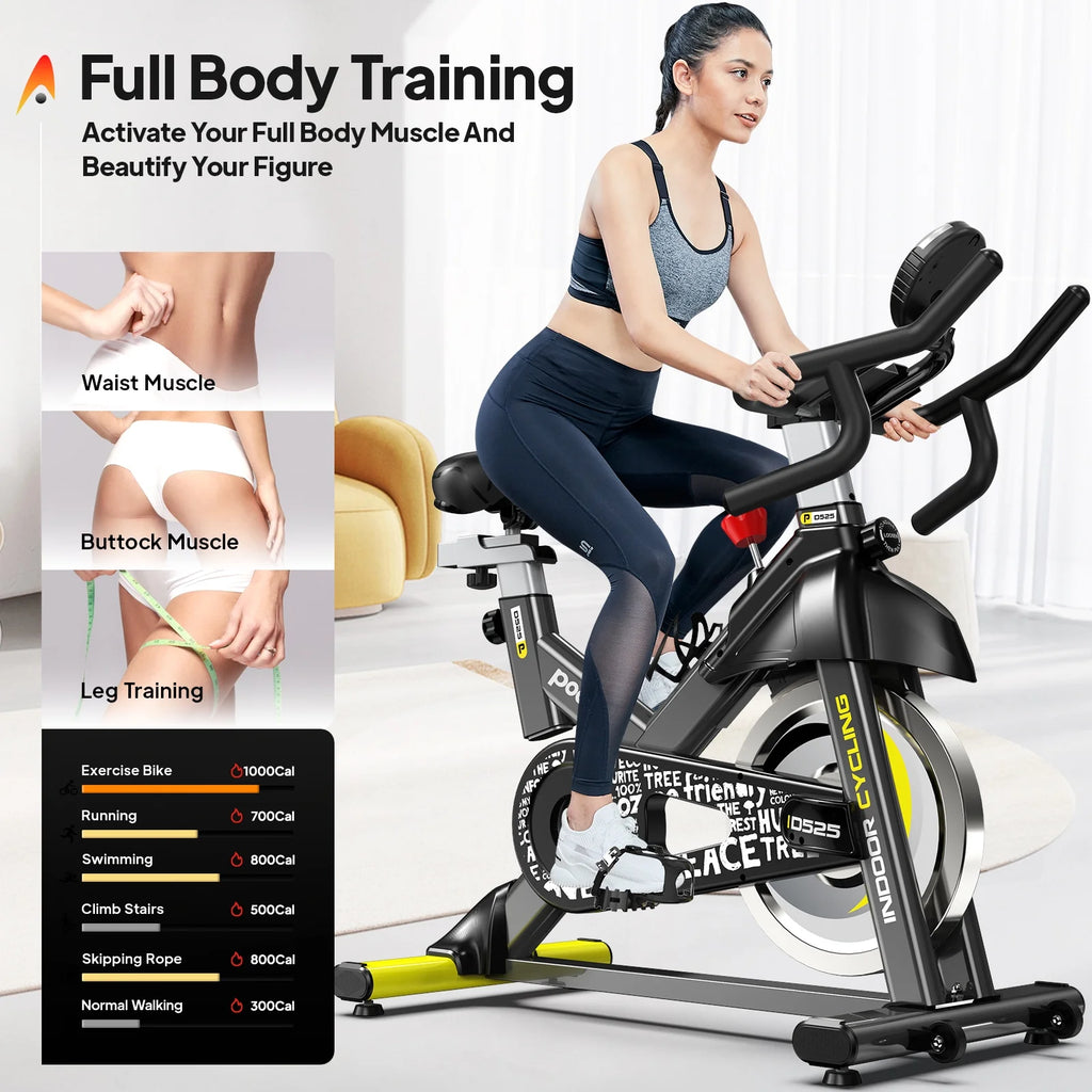 Vélo d’appartement Pooboo, vélo d’intérieur avec résistance réglable pour le domicile ou le bureau, appareil de cardio-training supportant jusqu’à 159 kg