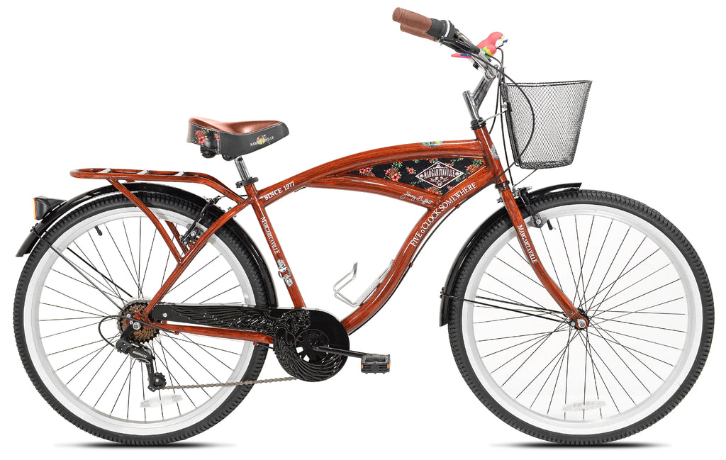 Vélo de croisière Margaritaville pour homme 26, couleur grain de bois